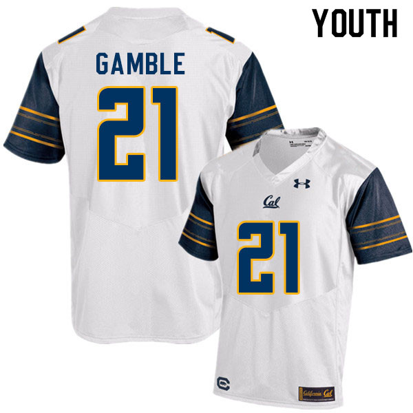 Youth #21 Collin Gamble Cal Bears College Football Jerseys Sale-White - Click Image to Close